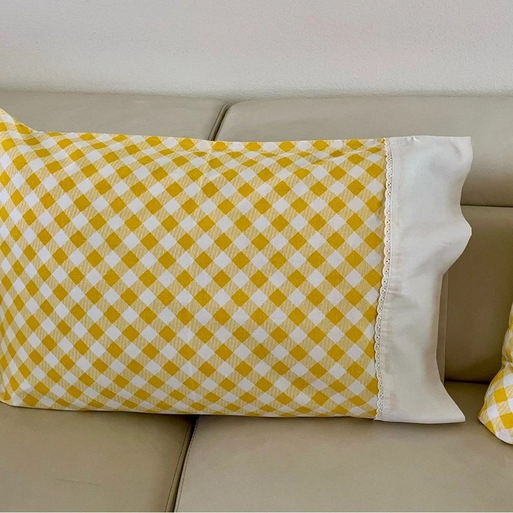 Yellow Checkered Pillowcases 19/28 inches